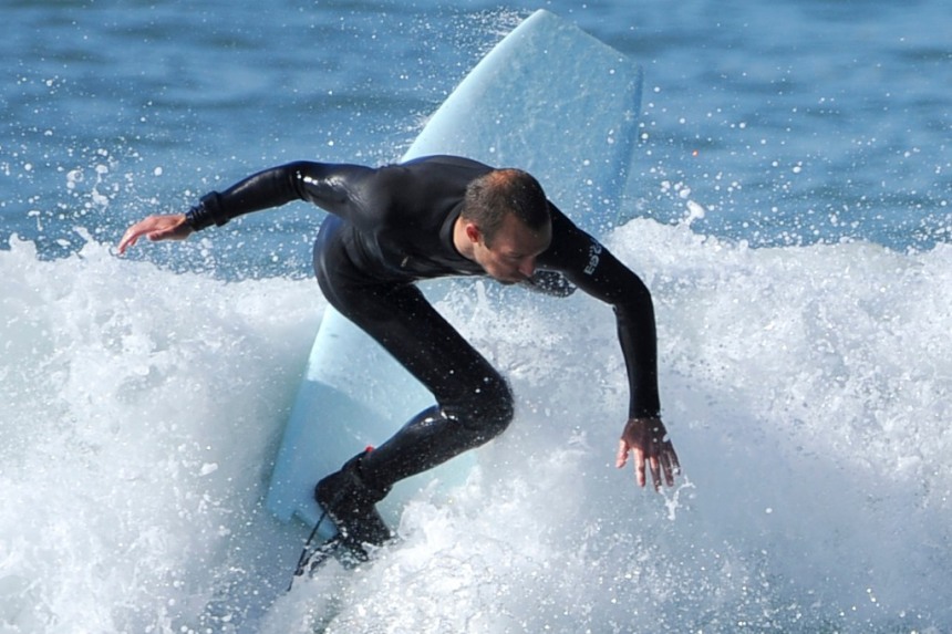 Jeff Scardine 5 feet of fury displacement sled surfboard in DEEP Magazine